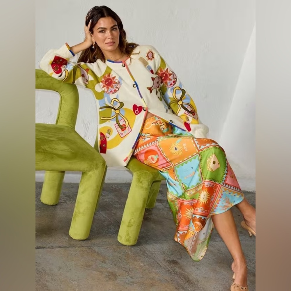 Never Fully Dressed Orange Patchwork Maxi Skirt - Picture 7 of 11